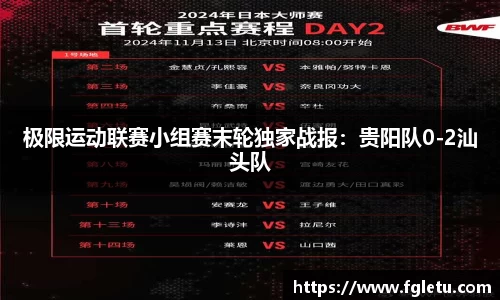 极限运动联赛小组赛末轮独家战报：贵阳队0-2汕头队